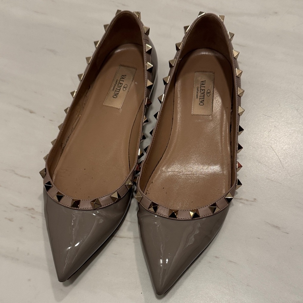 Valentino Women's Taupe Rockstud Flats